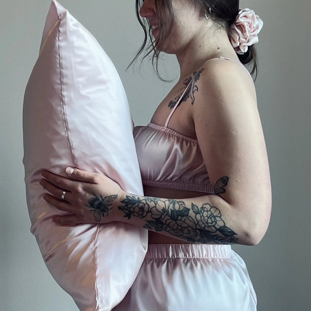 baby pink silk pillowcase
