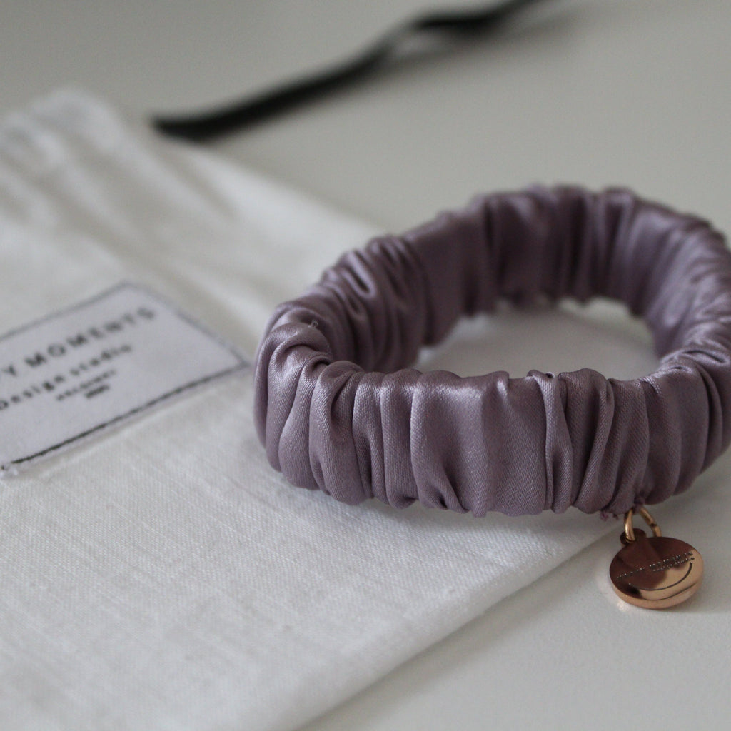 Mini silk scrunchies & charm | Lavender - Happy Moments Design Studio