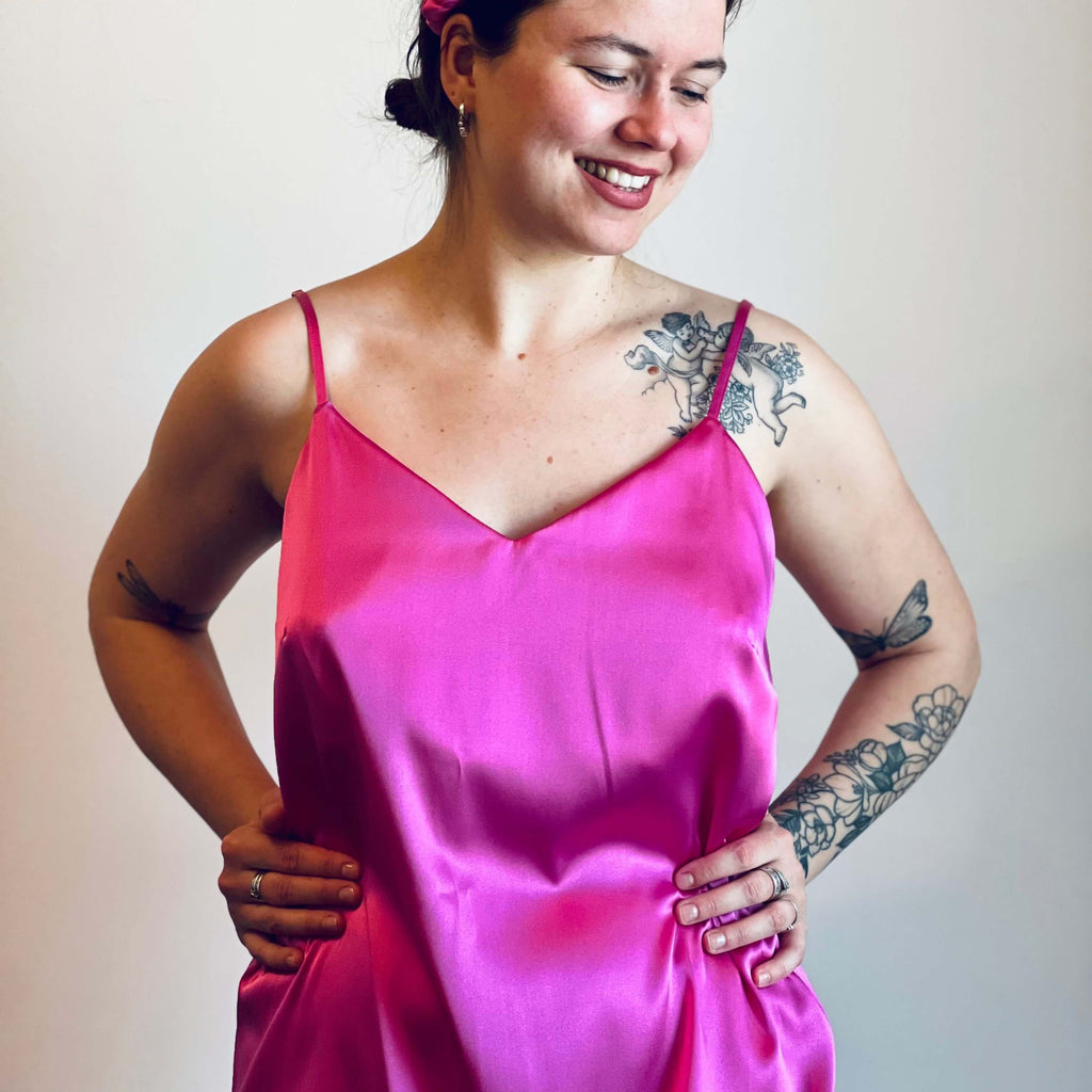 Pink silk dress | Maxi - Happy Moments Design Studio