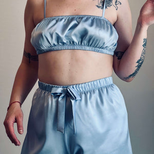 Silk crop top | Baby blue - Happy Moments Design Studio